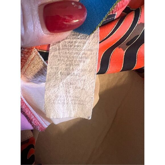 Maxine Sz 16 Gathered Front One Piece Swimsuit Red Orange Animal Print Shapewear - Picture 14 of 14